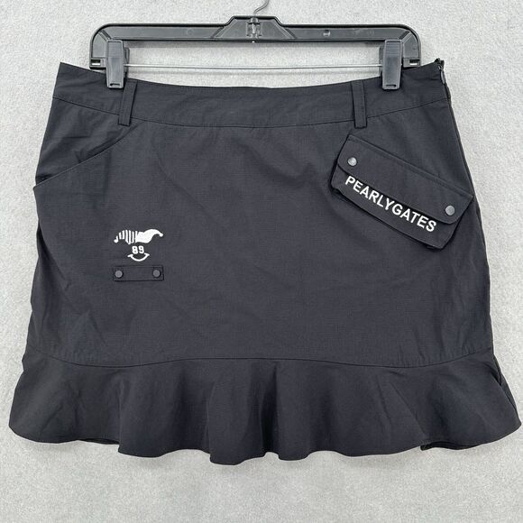 Pearly Gates Golf Skort Womens US 12 Pickleball Black Ripstop Skirt/Shorts EUC - Picture 1 of 11